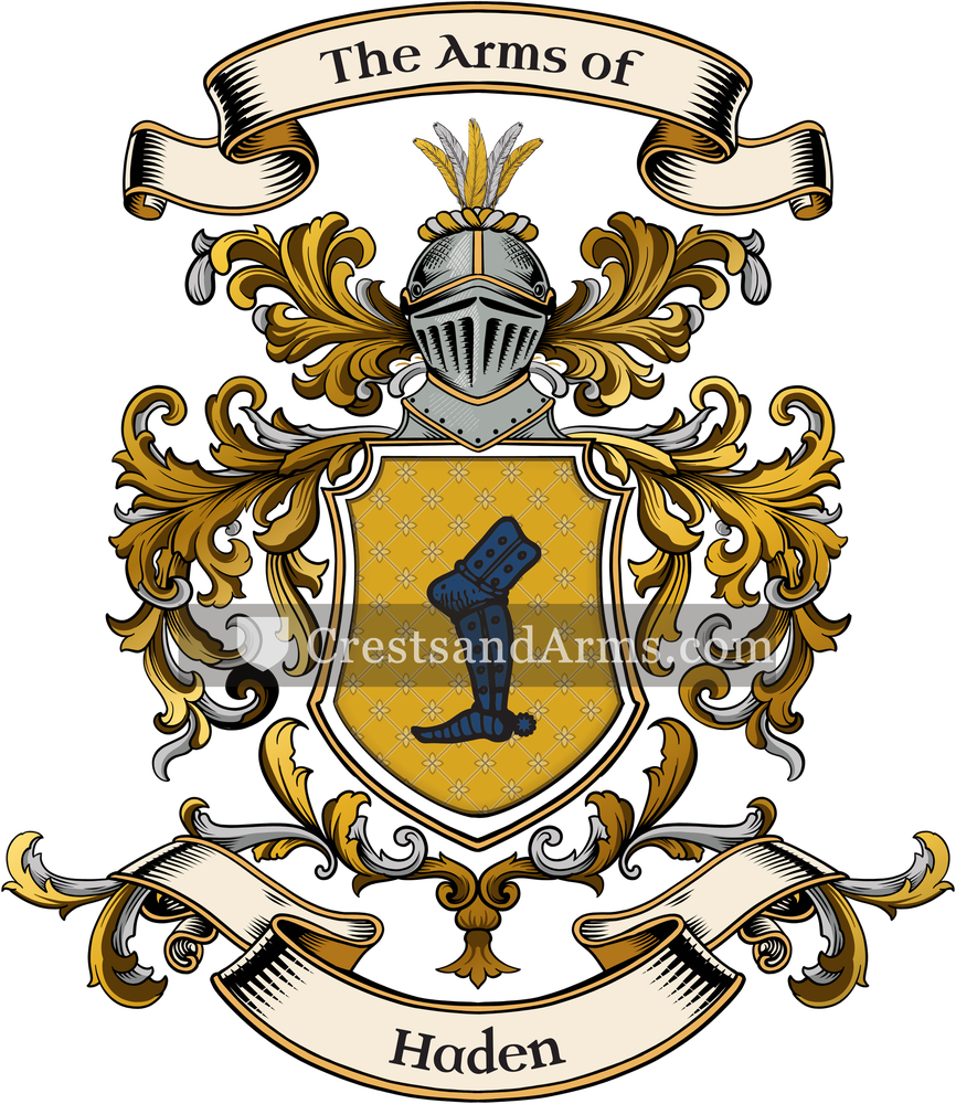 The Haden coat of arms, drawn from the recorded blazon