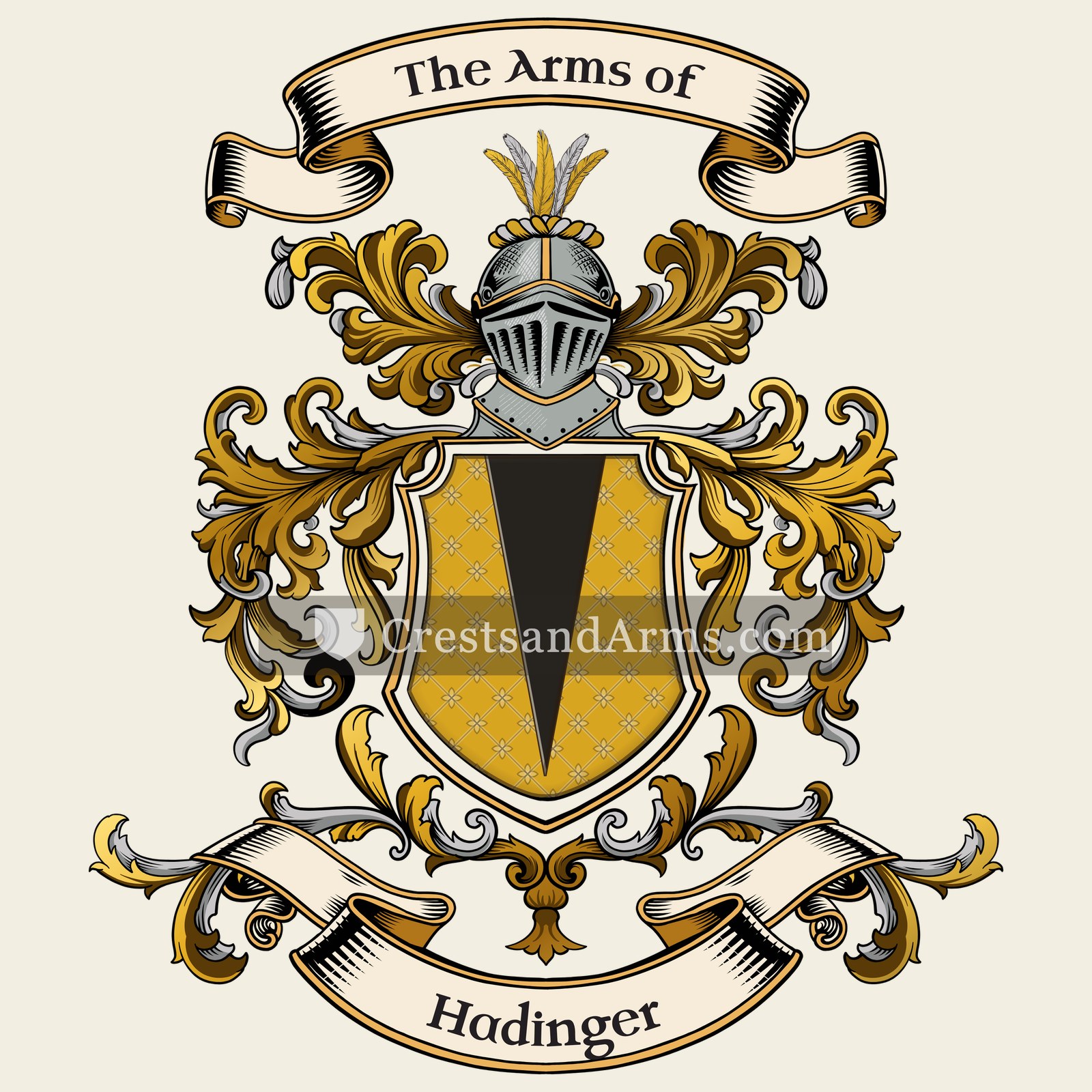 The Hadinger coat of arms, drawn from the recorded blazon