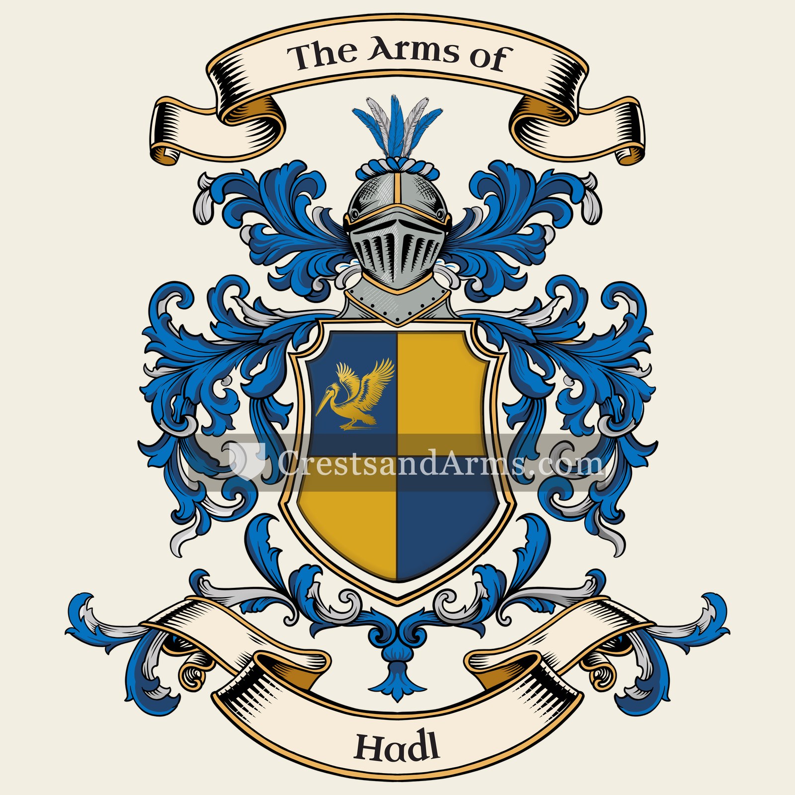 The Hadl coat of arms, drawn from the recorded blazon