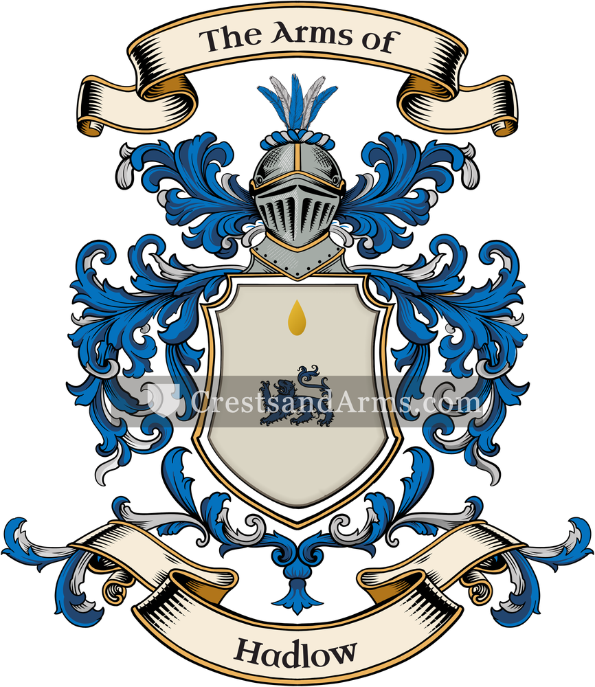 The Hadlow coat of arms, drawn from the recorded blazon