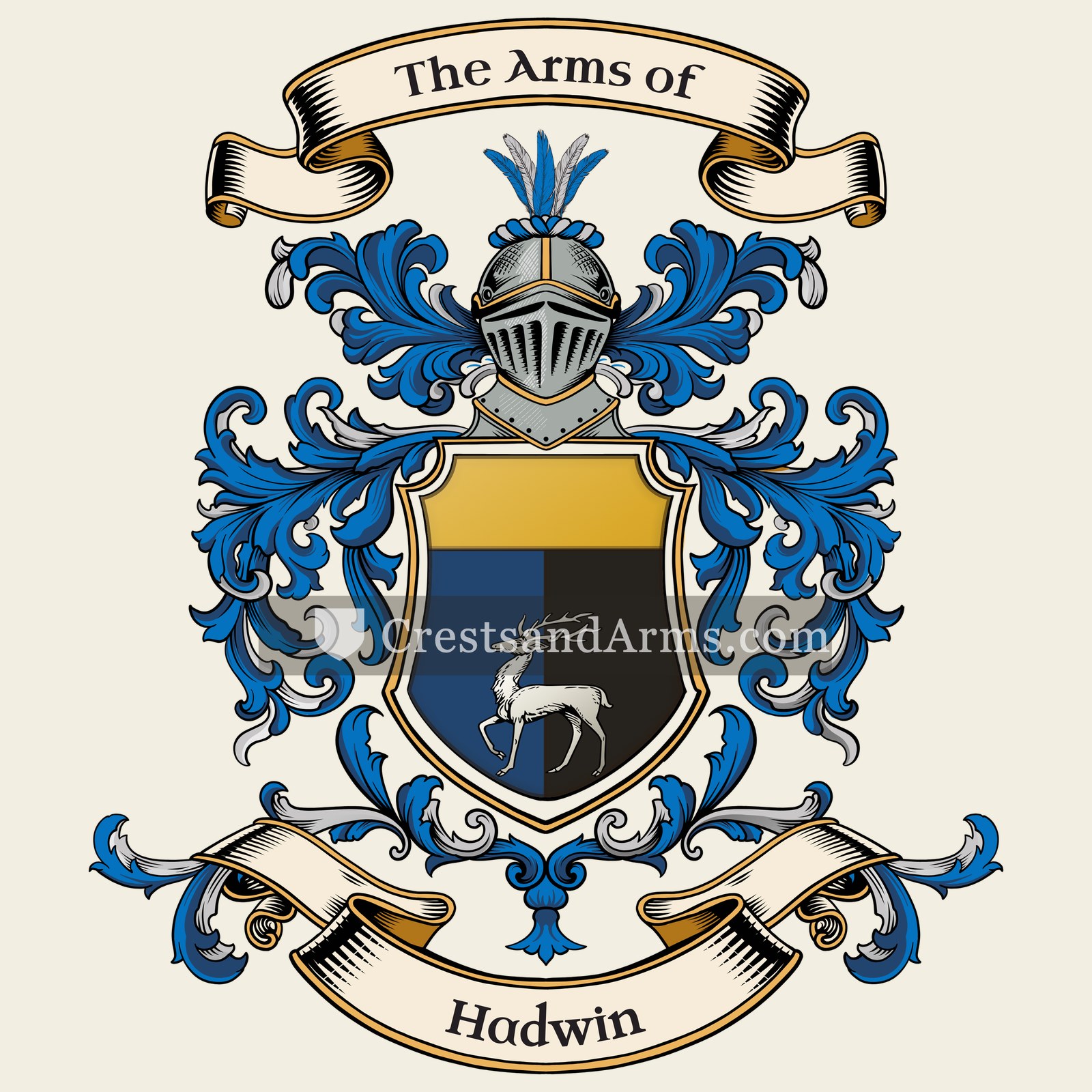 The Hadwin coat of arms, drawn from the recorded blazon