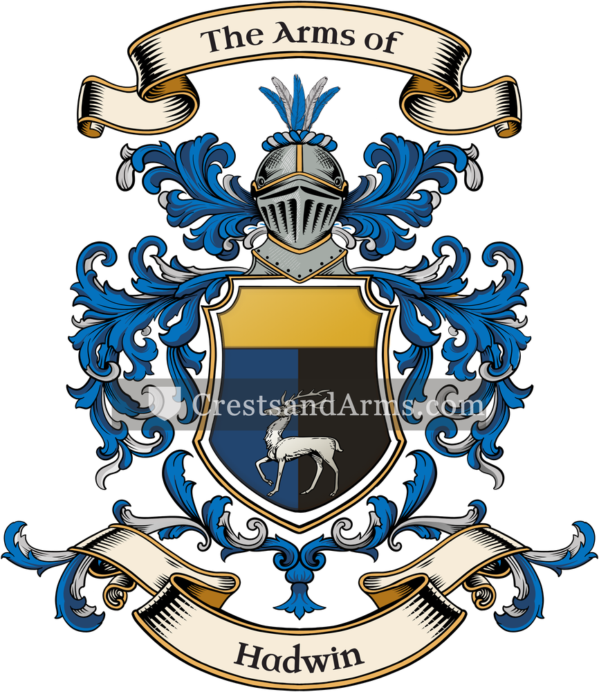 The Hadwin coat of arms, drawn from the recorded blazon