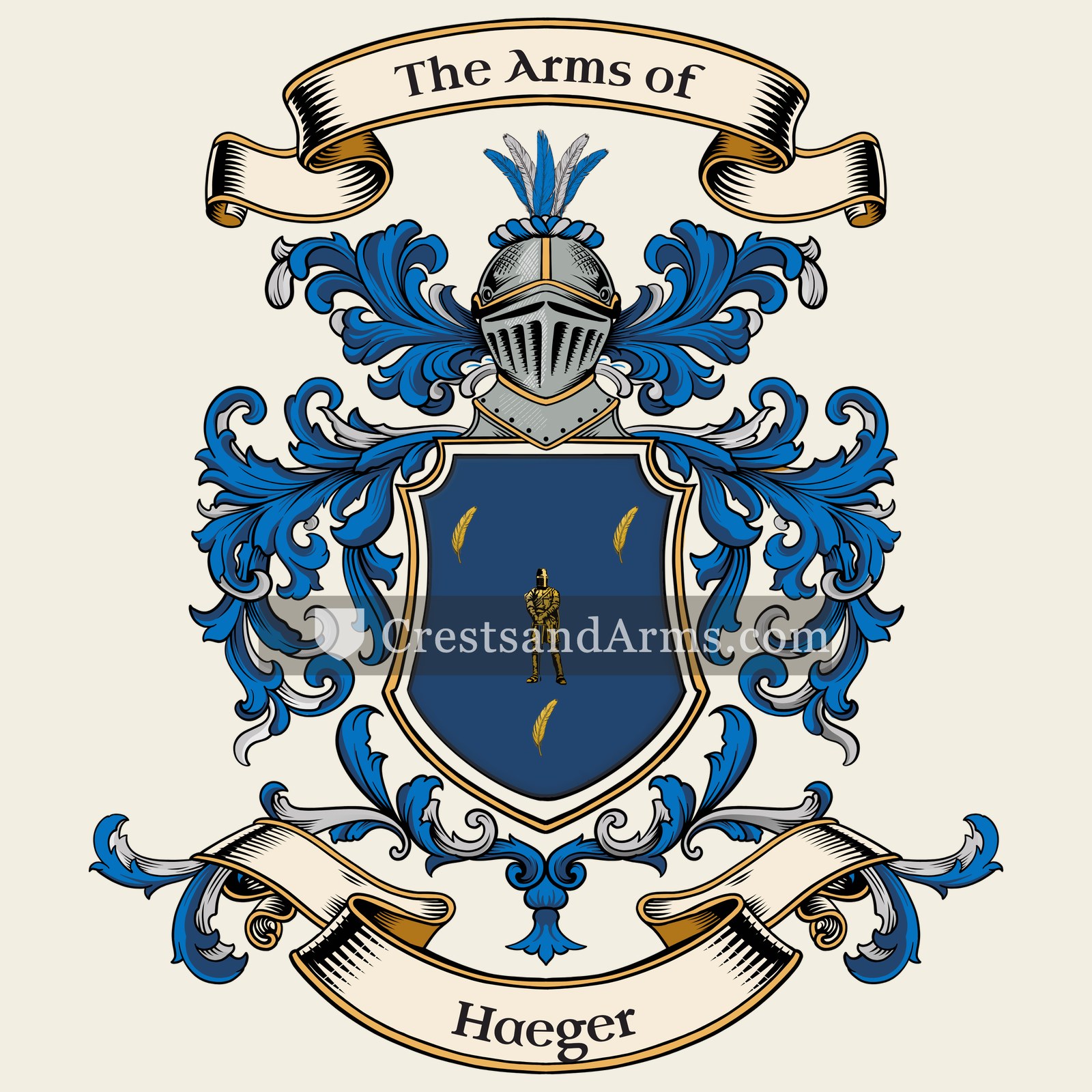 The Haeger coat of arms, drawn from the recorded blazon