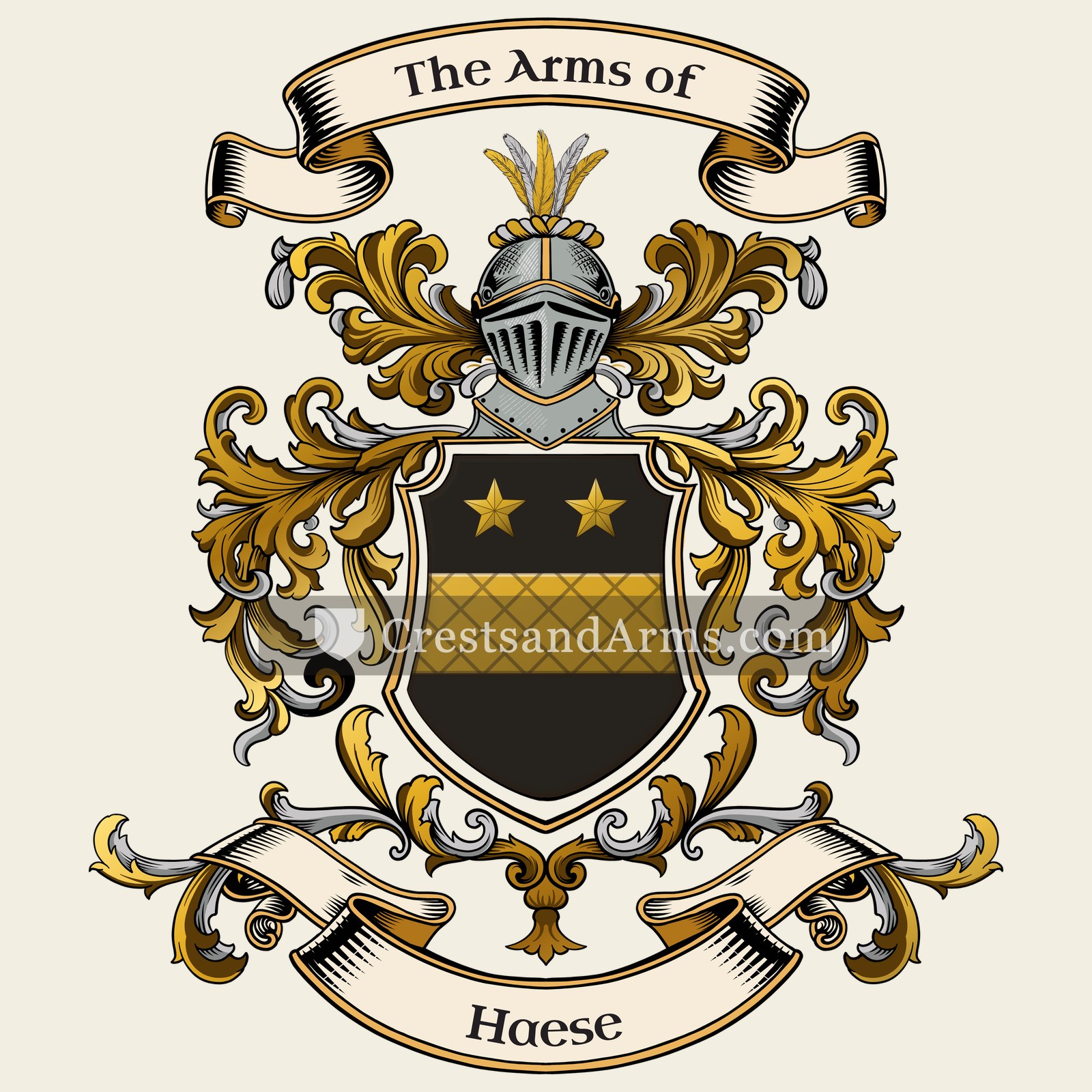 The Haese coat of arms, drawn from the recorded blazon