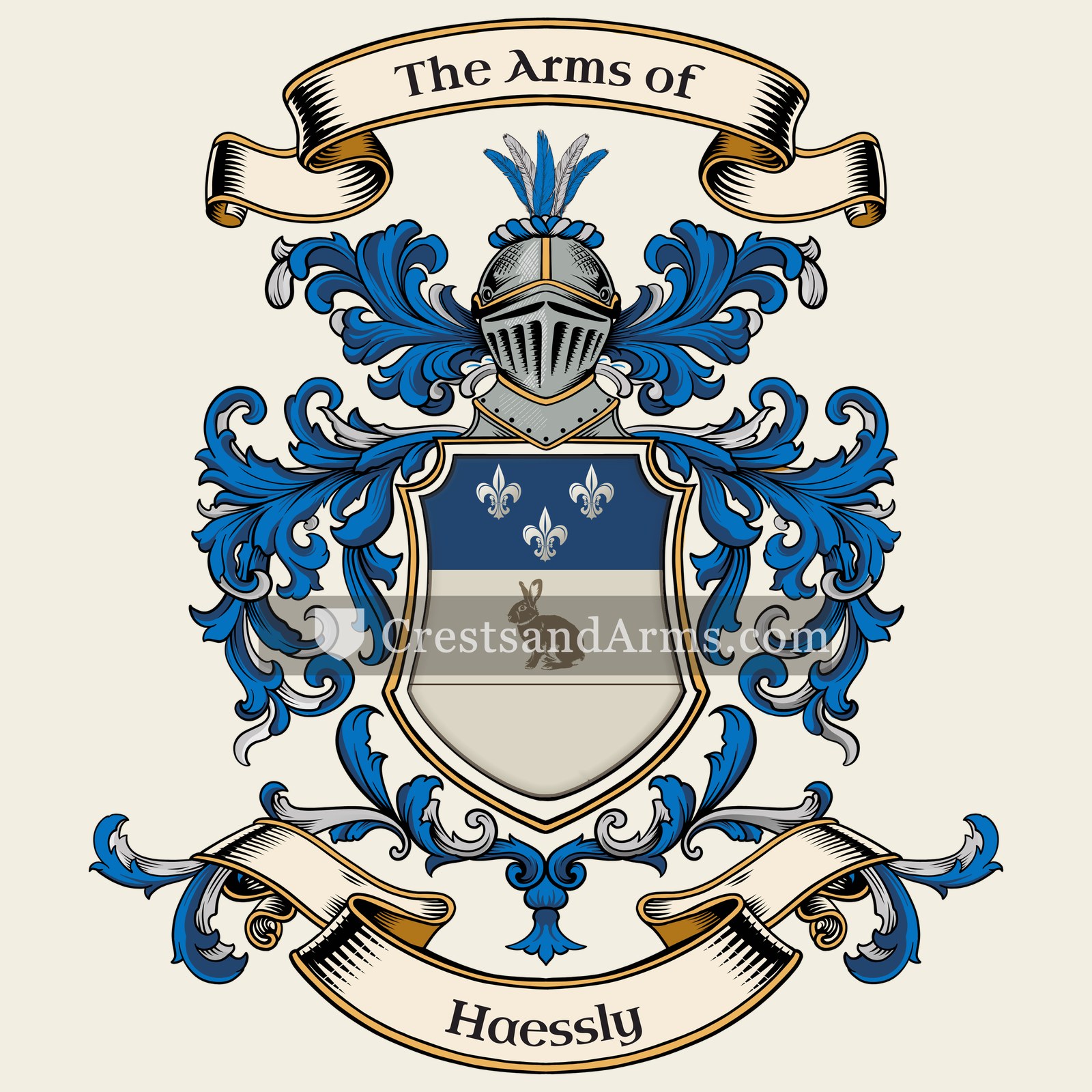The Haessly coat of arms, drawn from the recorded blazon