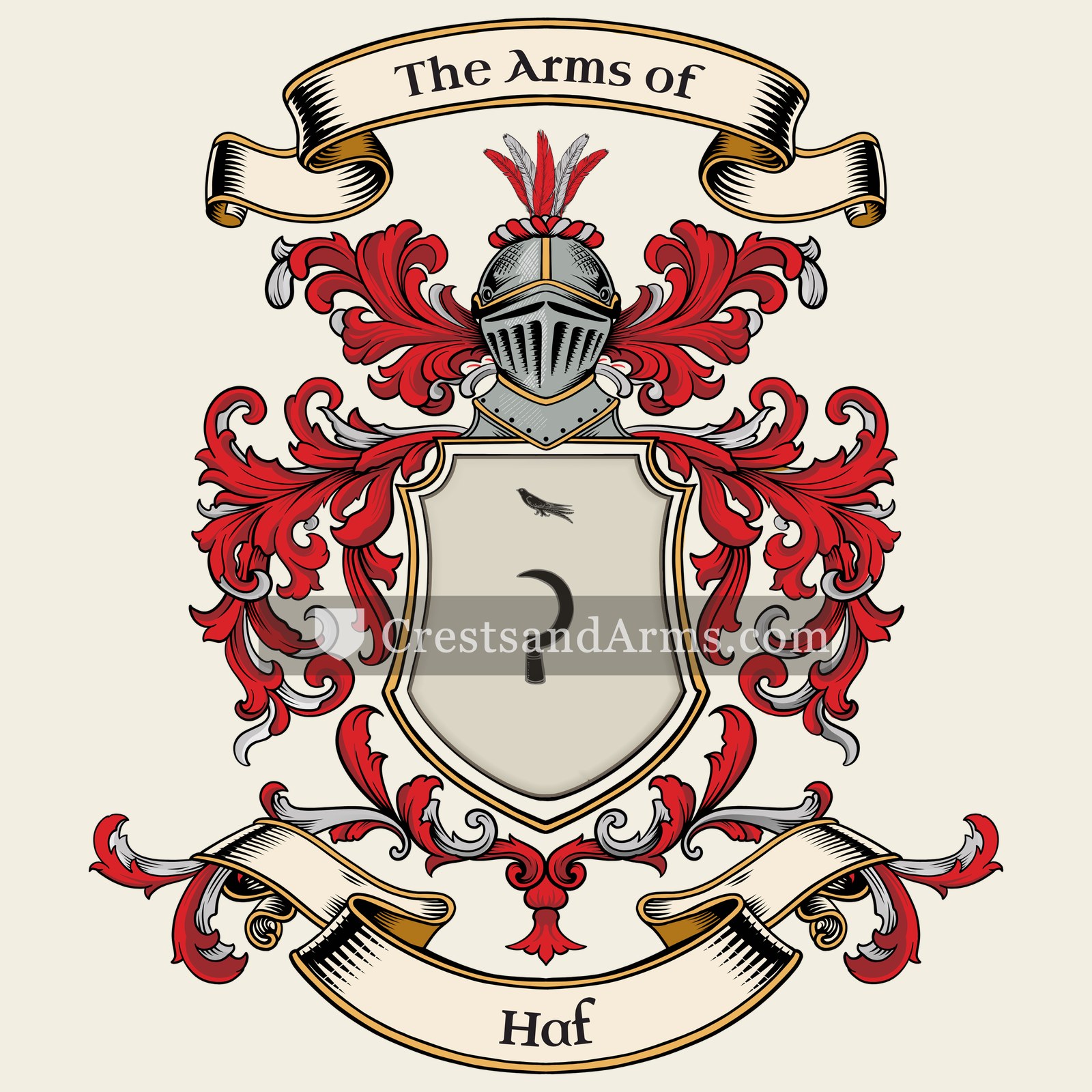 The Haf coat of arms, drawn from the recorded blazon
