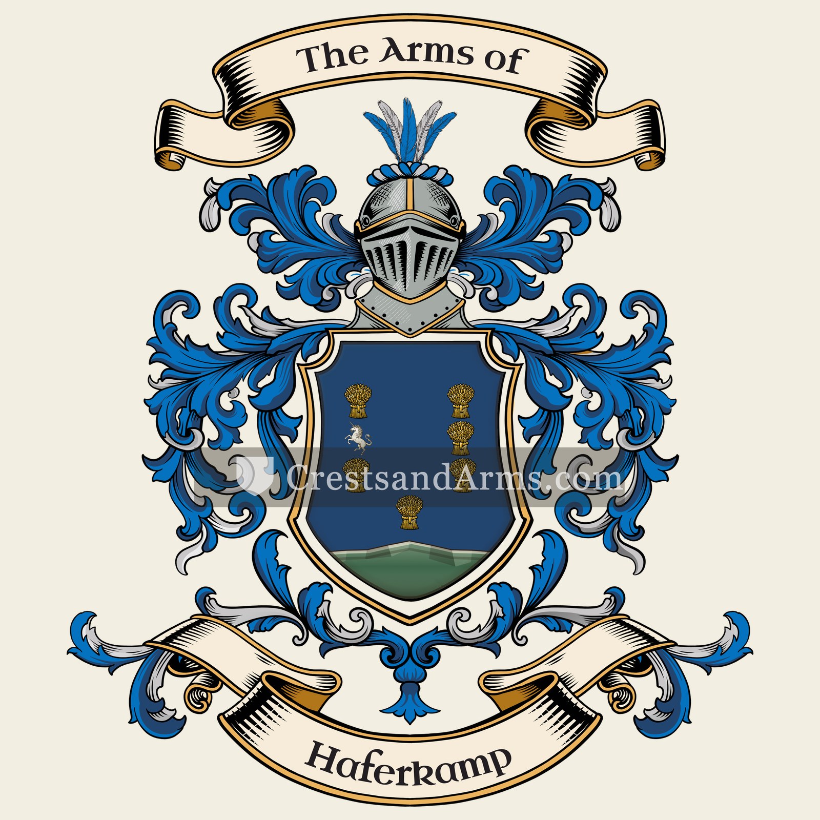 The Haferkamp coat of arms, drawn from the recorded blazon