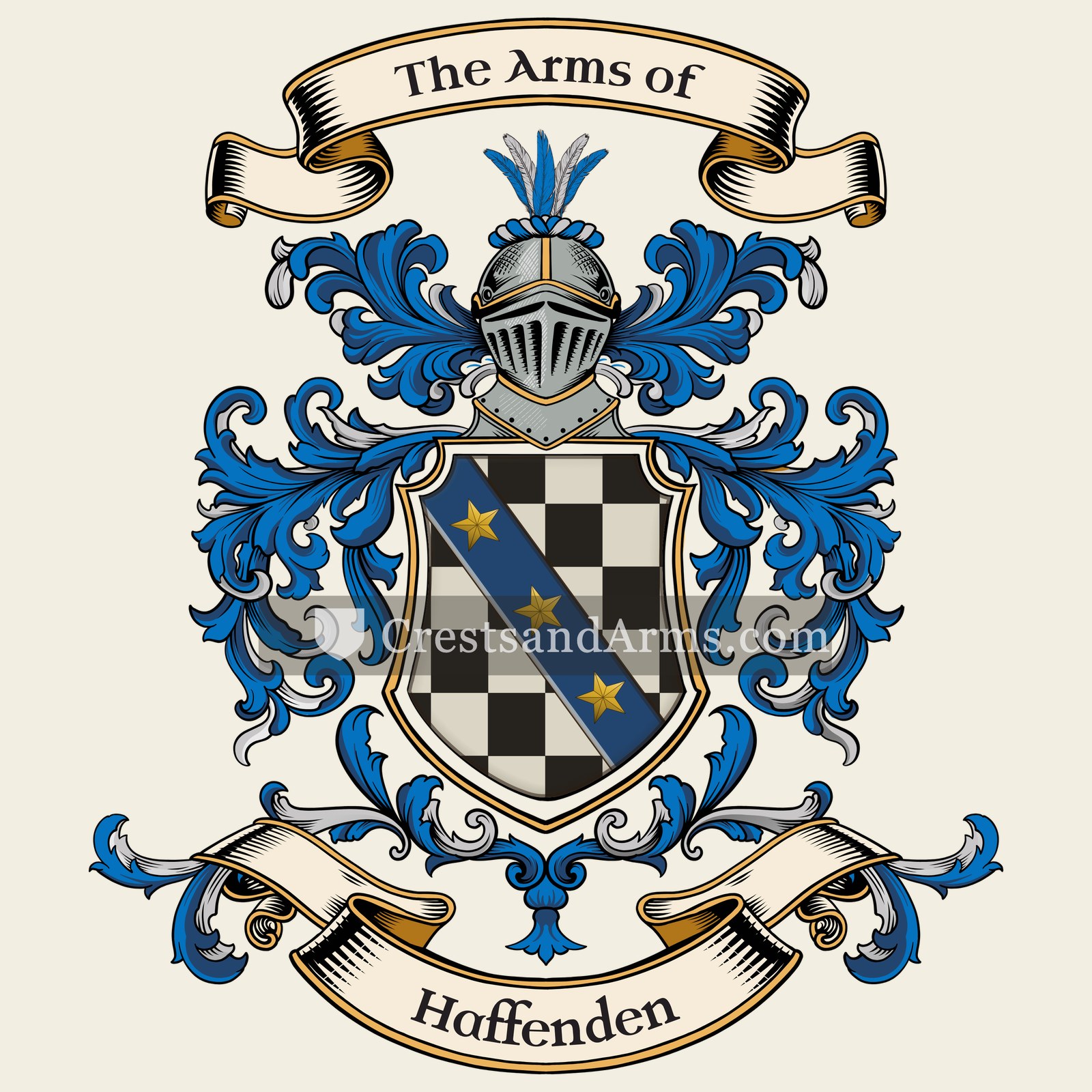 The Haffenden coat of arms, drawn from the recorded blazon
