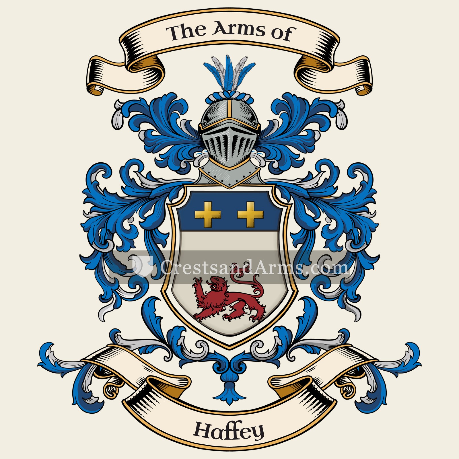 The Haffey coat of arms, drawn from the recorded blazon