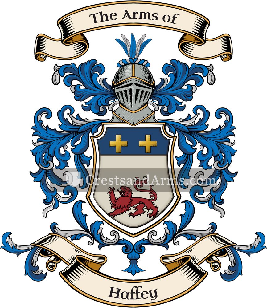 The Haffey coat of arms, drawn from the recorded blazon