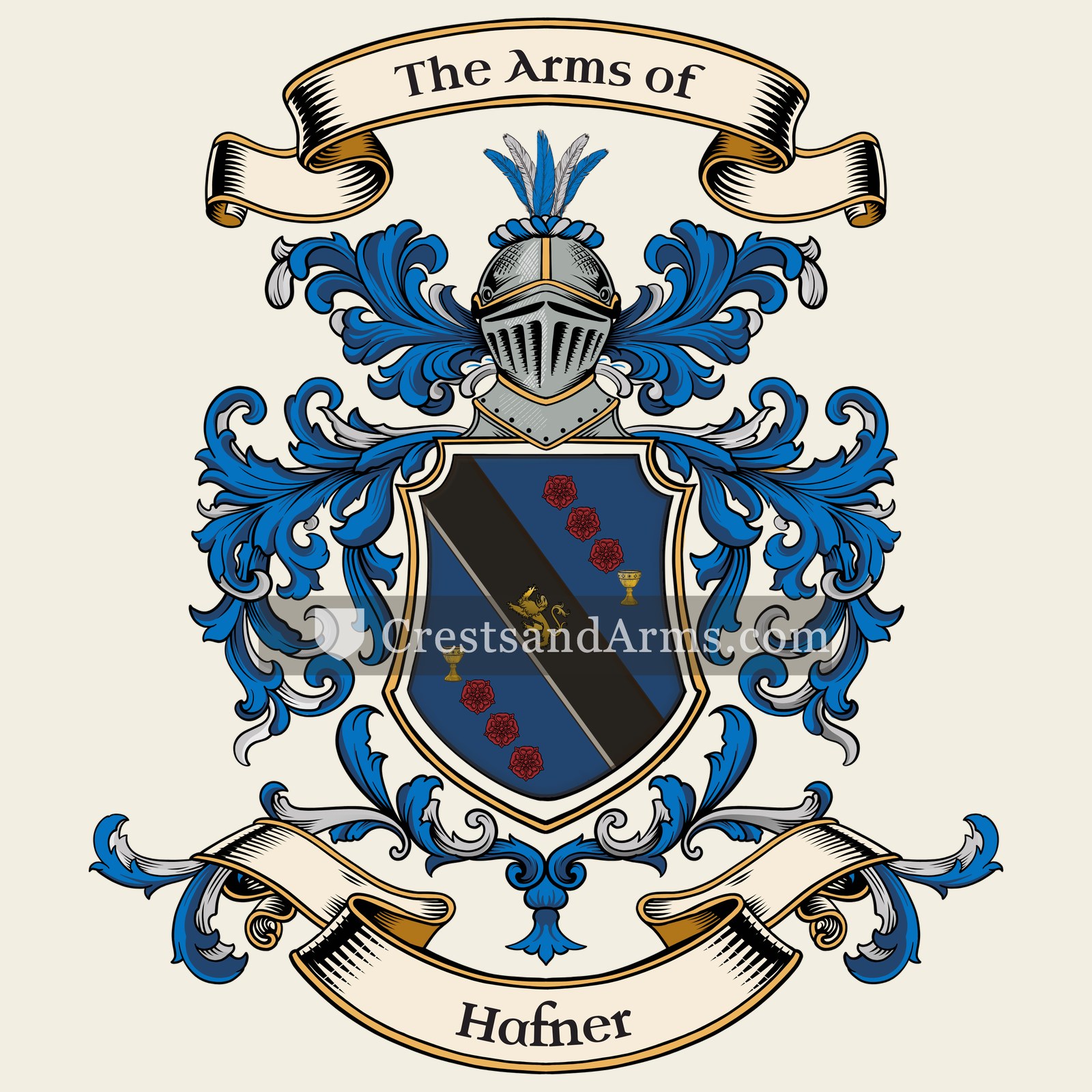 The Hafner coat of arms, drawn from the recorded blazon