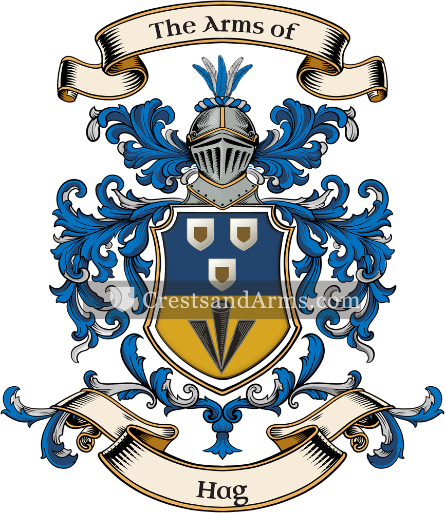 The Hag coat of arms, drawn from the recorded blazon