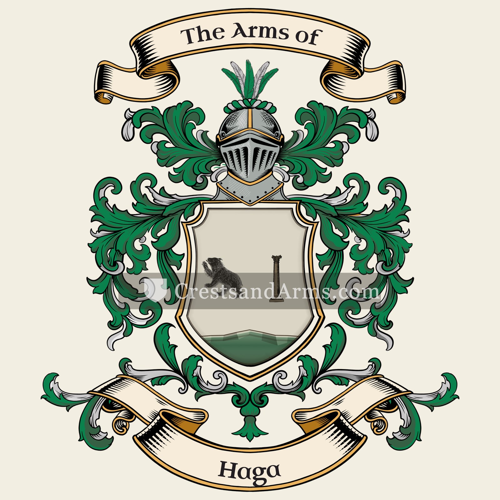 The Haga coat of arms, drawn from the recorded blazon