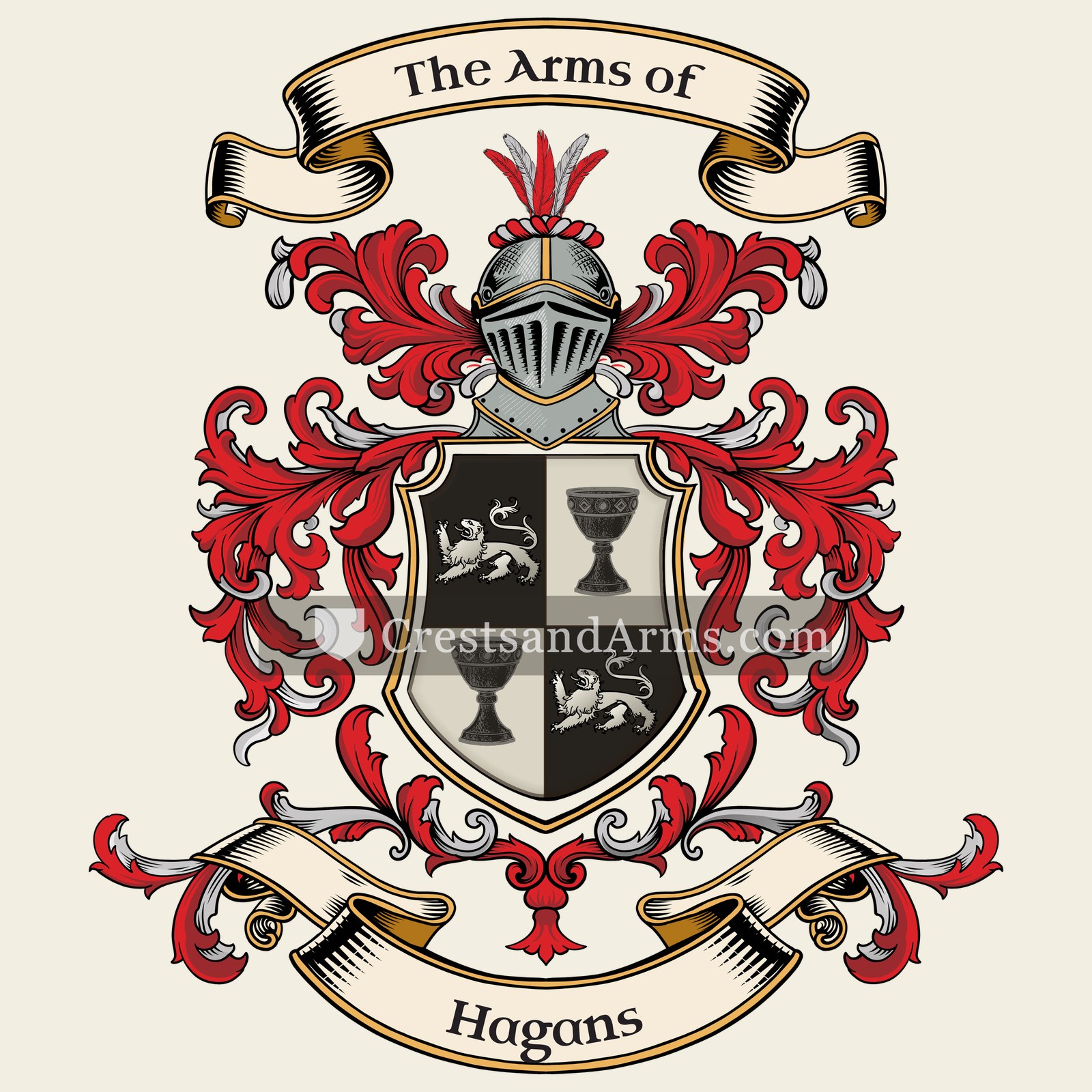 The Hagans coat of arms, drawn from the recorded blazon