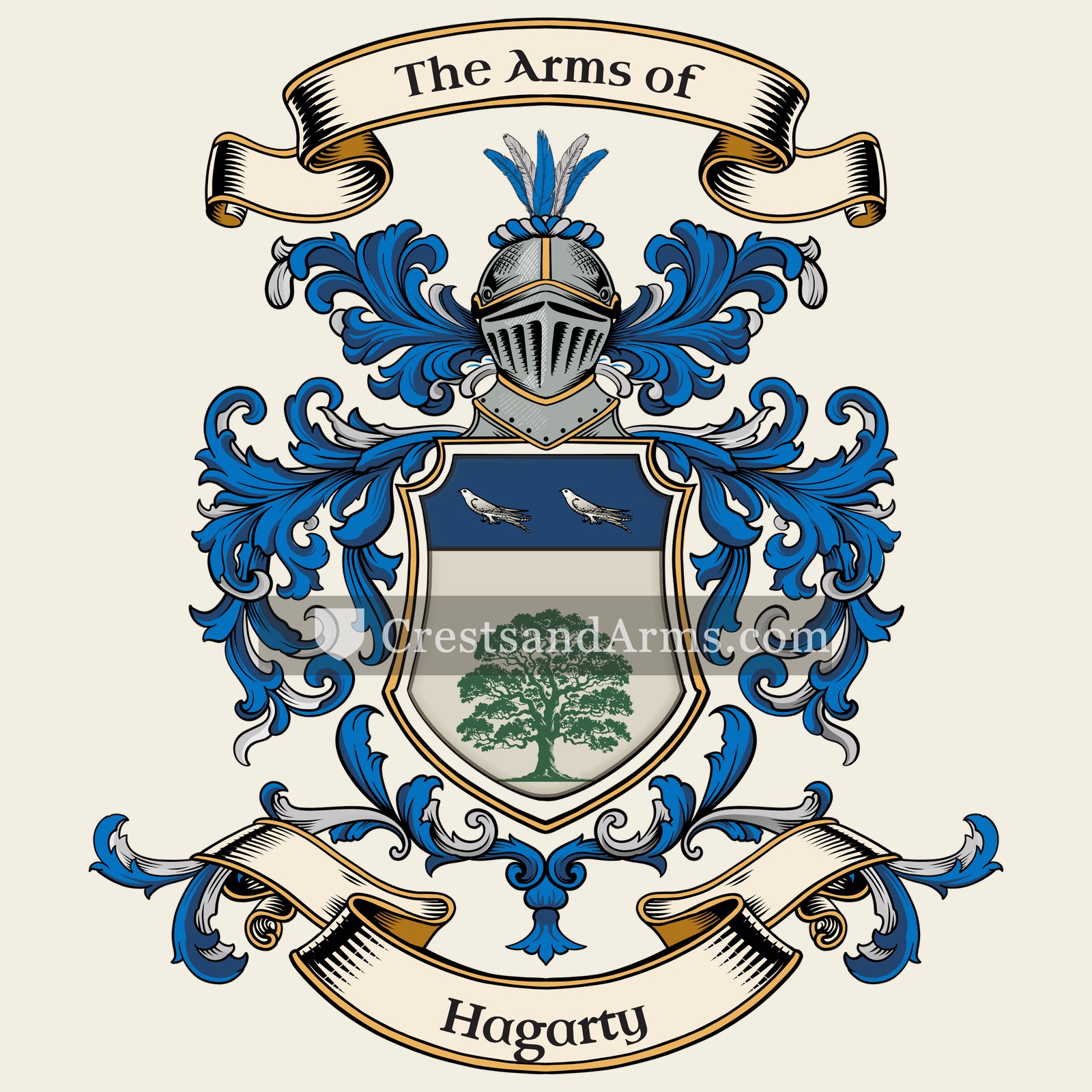 The Hagarty coat of arms, drawn from the recorded blazon