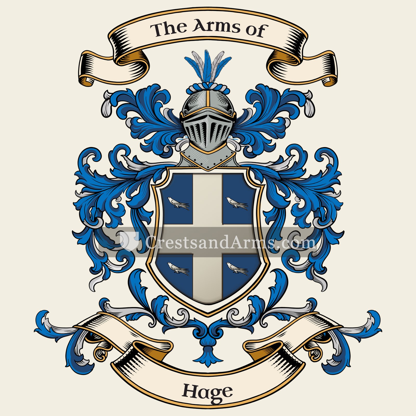 The Hage coat of arms, drawn from the recorded blazon
