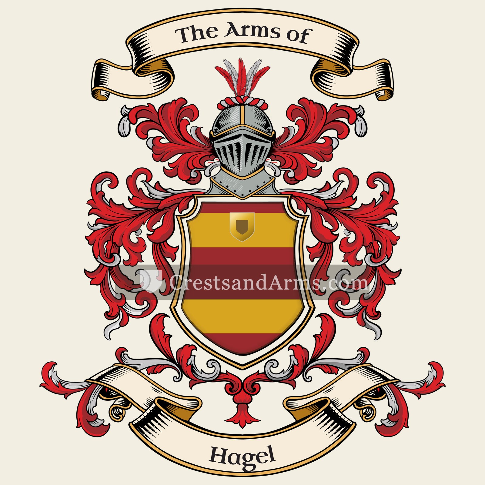 The Hagel coat of arms, drawn from the recorded blazon
