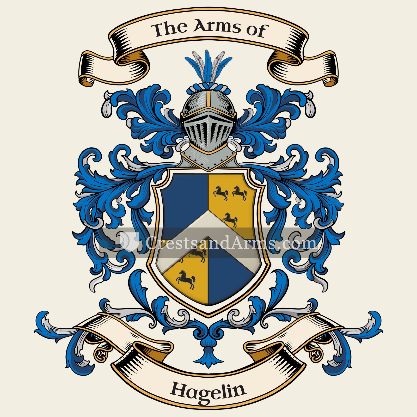 The Hagelin coat of arms, drawn from the recorded blazon