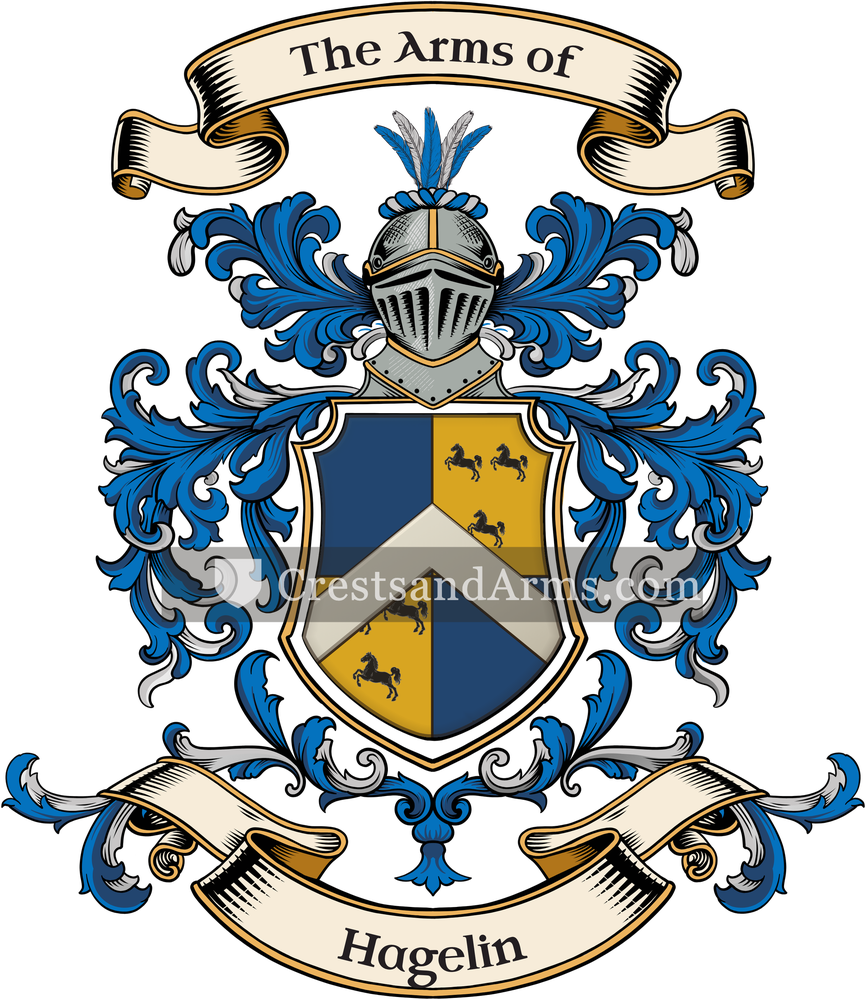 The Hagelin coat of arms, drawn from the recorded blazon