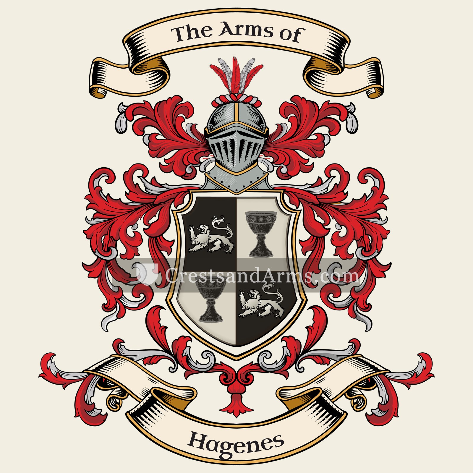 The Hagenes coat of arms, drawn from the recorded blazon