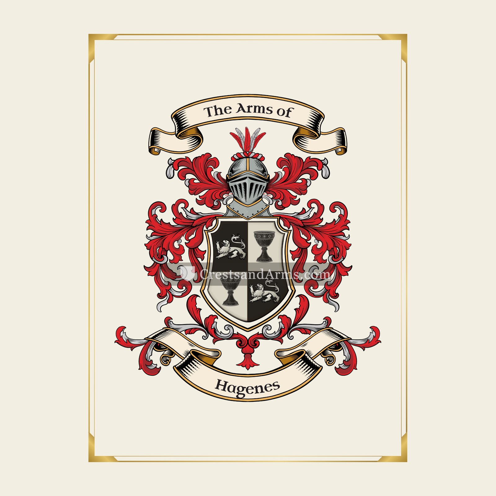 With gold border
