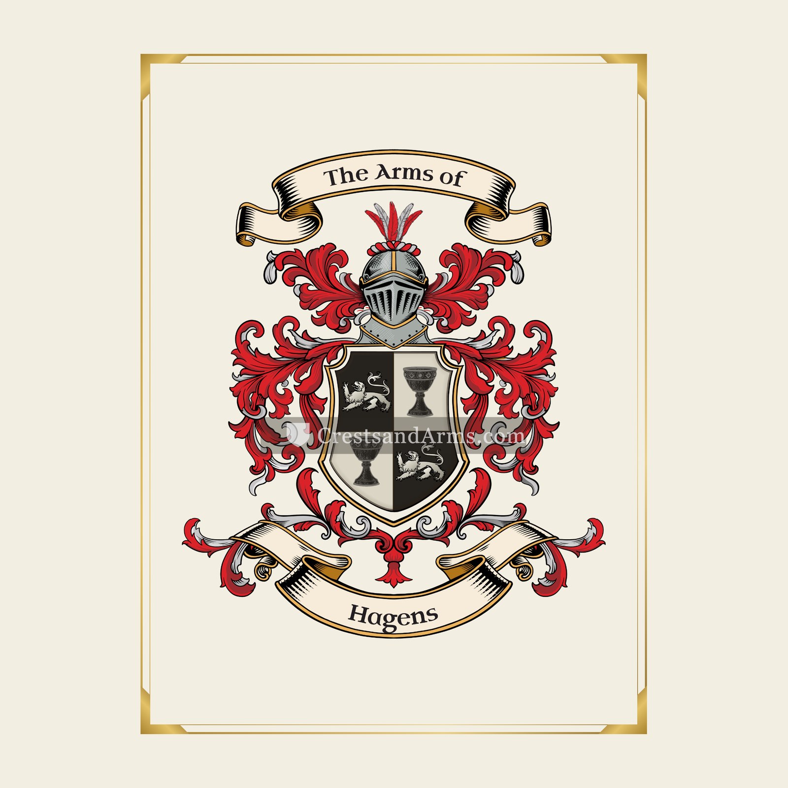 With gold border