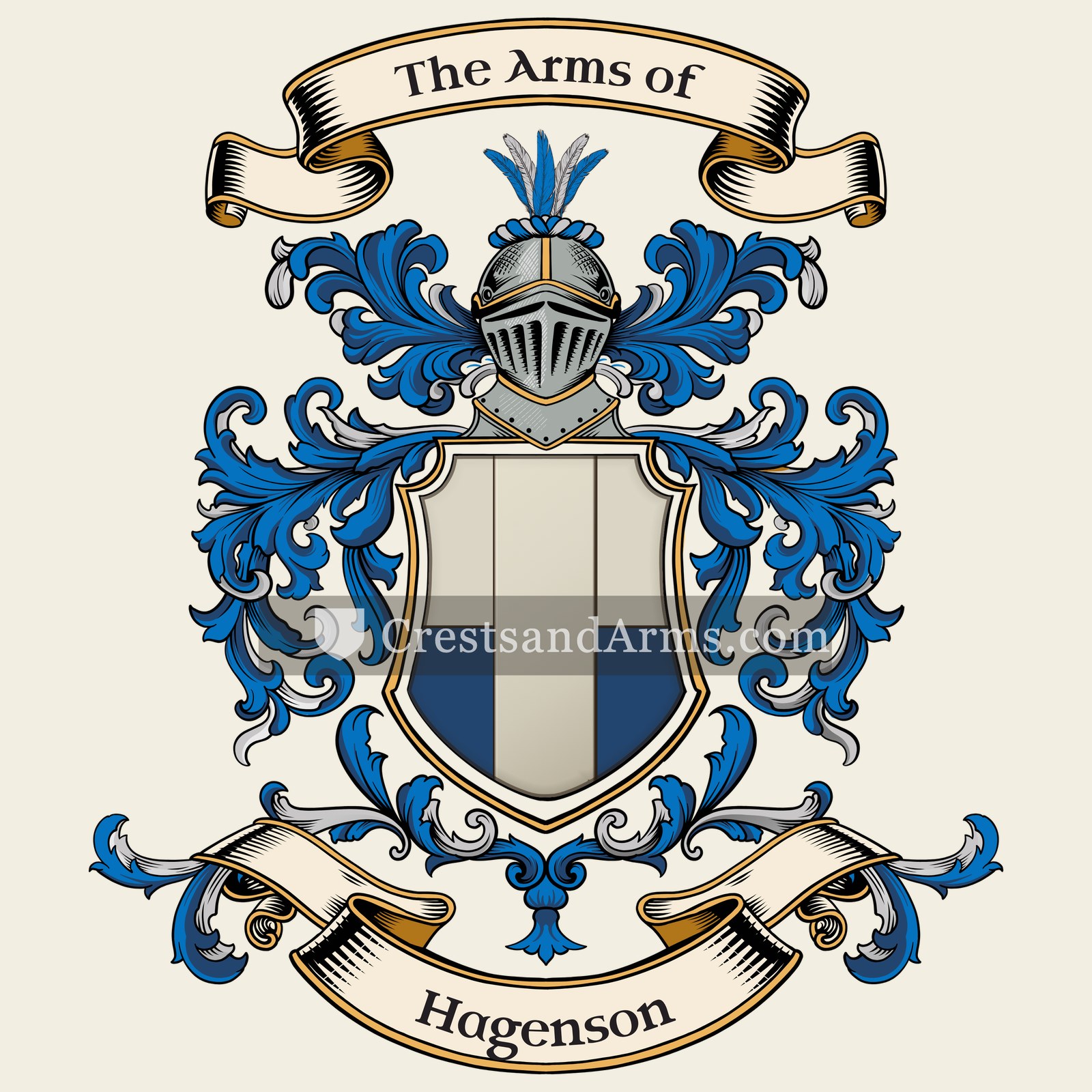 The Hagenson coat of arms, drawn from the recorded blazon