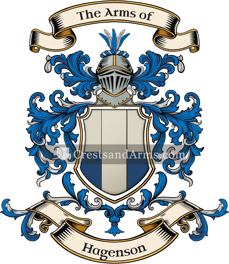 The Hagenson coat of arms, drawn from the recorded blazon