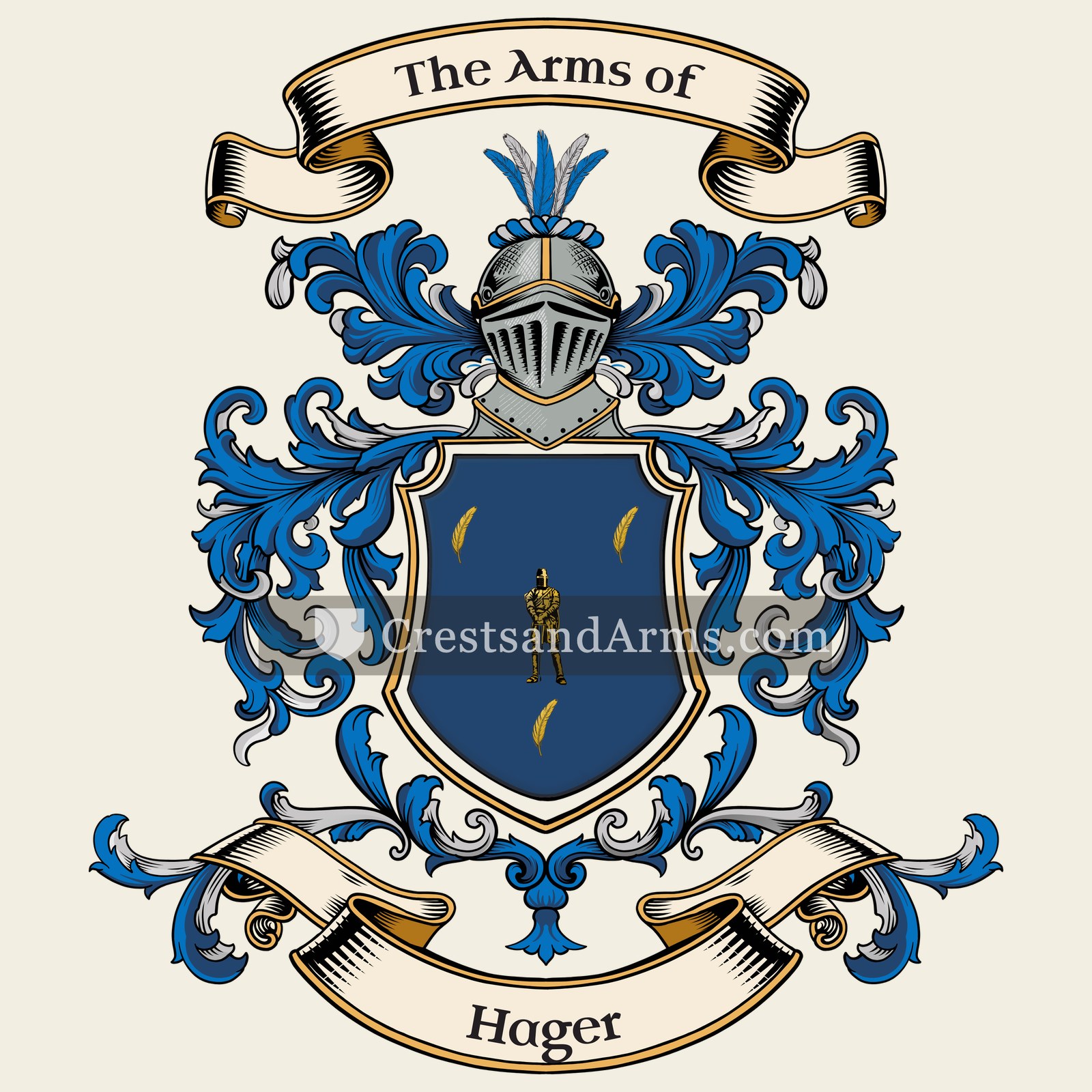 The Hager coat of arms, drawn from the recorded blazon