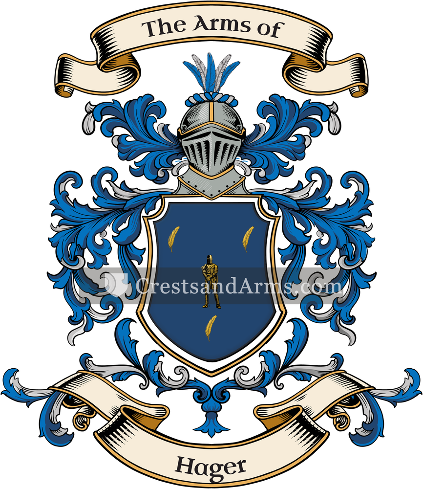 The Hager coat of arms, drawn from the recorded blazon