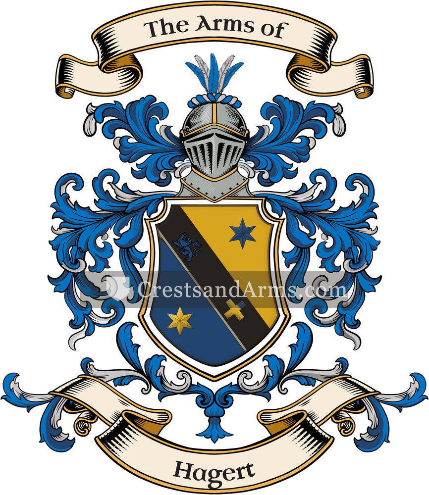 The Hagert coat of arms, drawn from the recorded blazon