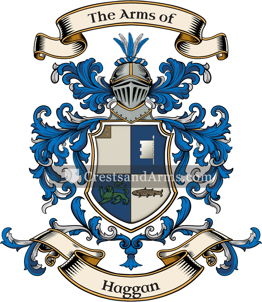 The Haggan coat of arms, drawn from the recorded blazon