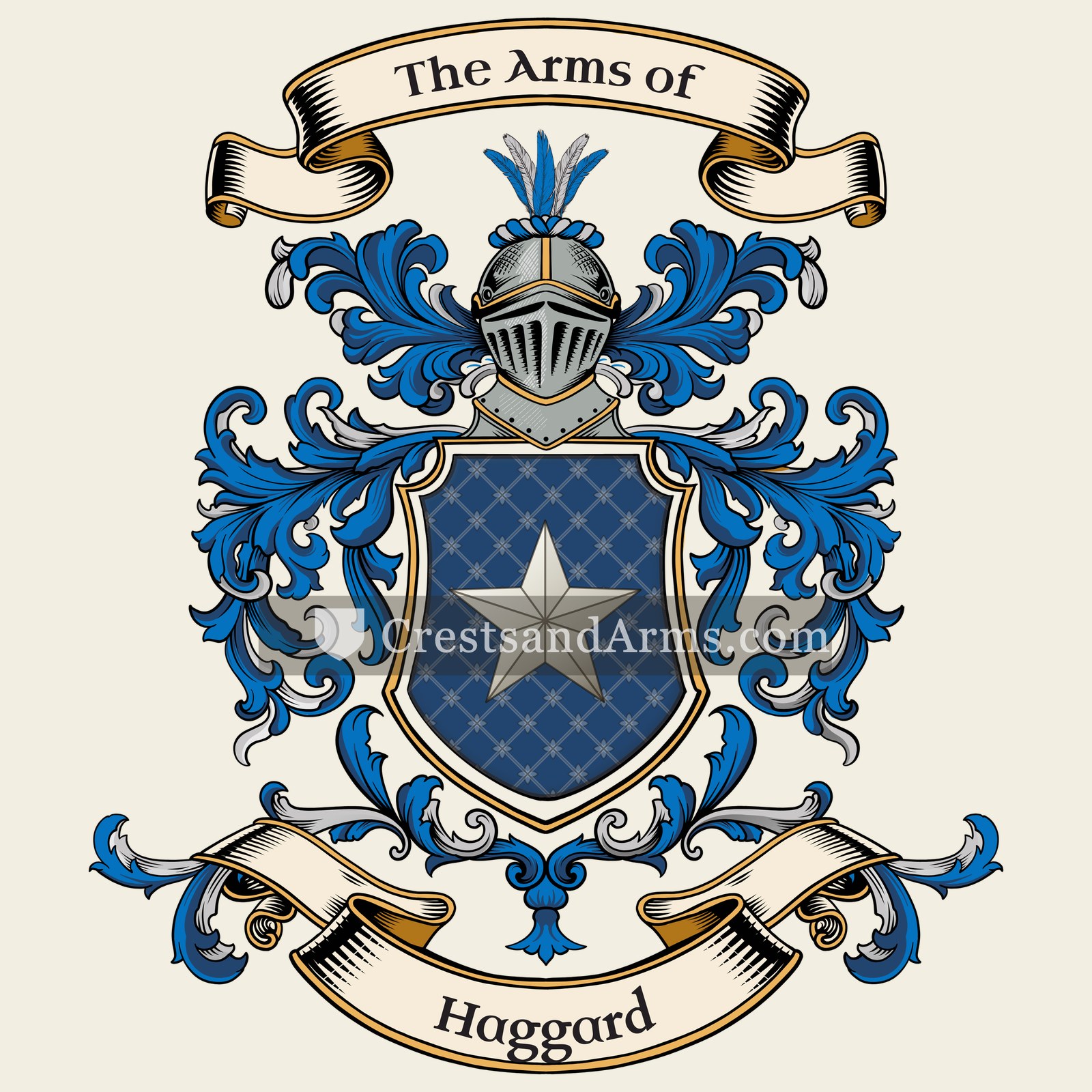The Haggard coat of arms, drawn from the recorded blazon