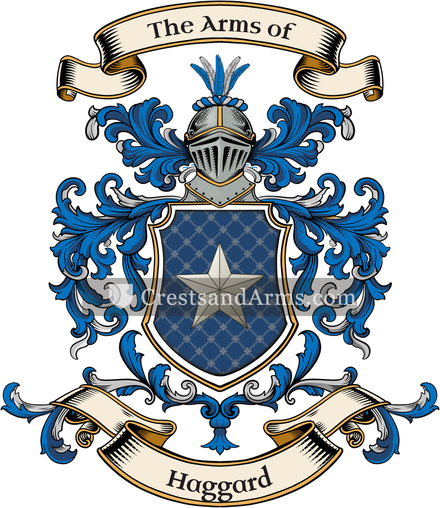 The Haggard coat of arms, drawn from the recorded blazon