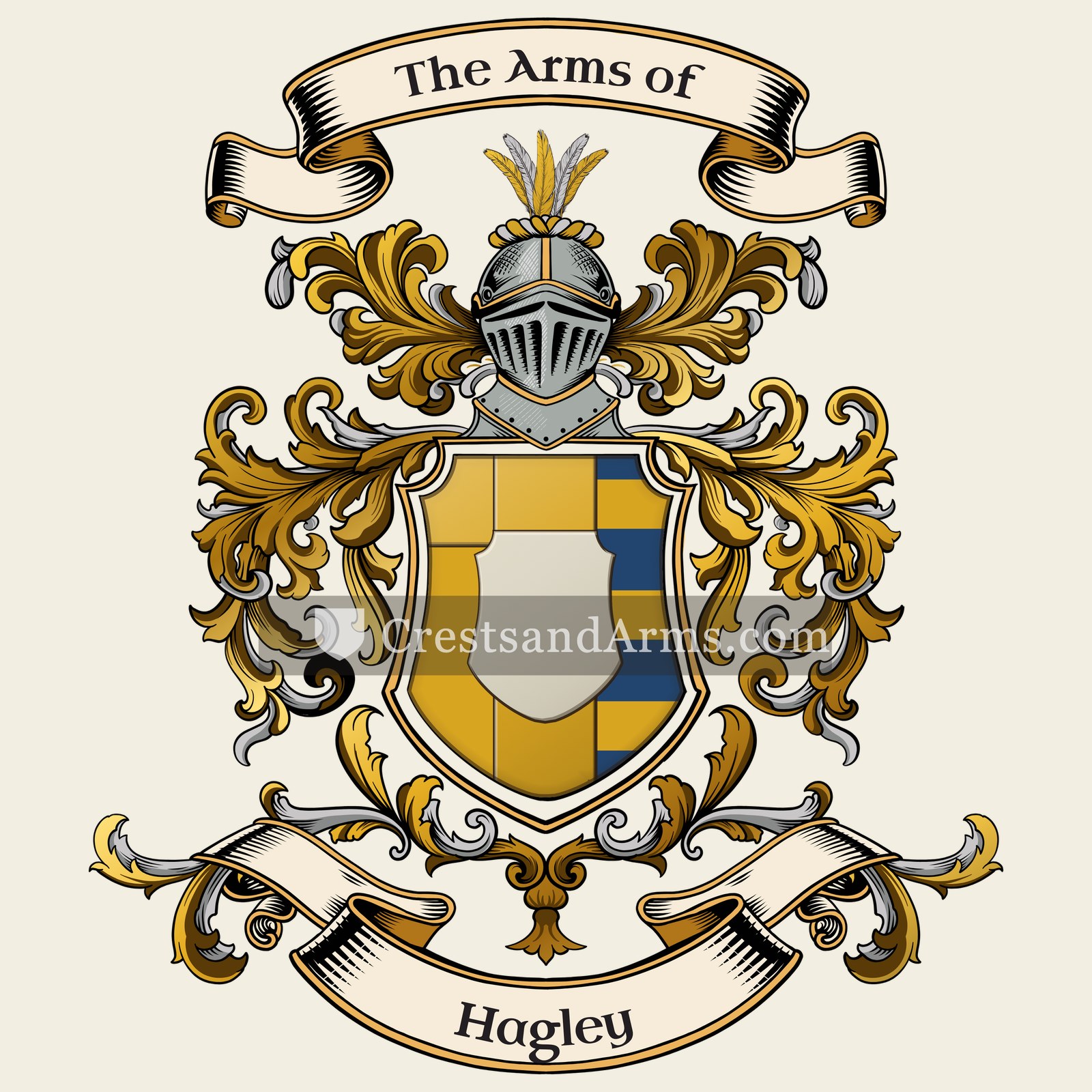 The Hagley coat of arms, drawn from the recorded blazon