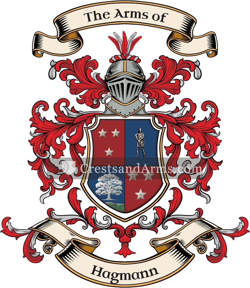 The Hagmann coat of arms, drawn from the recorded blazon