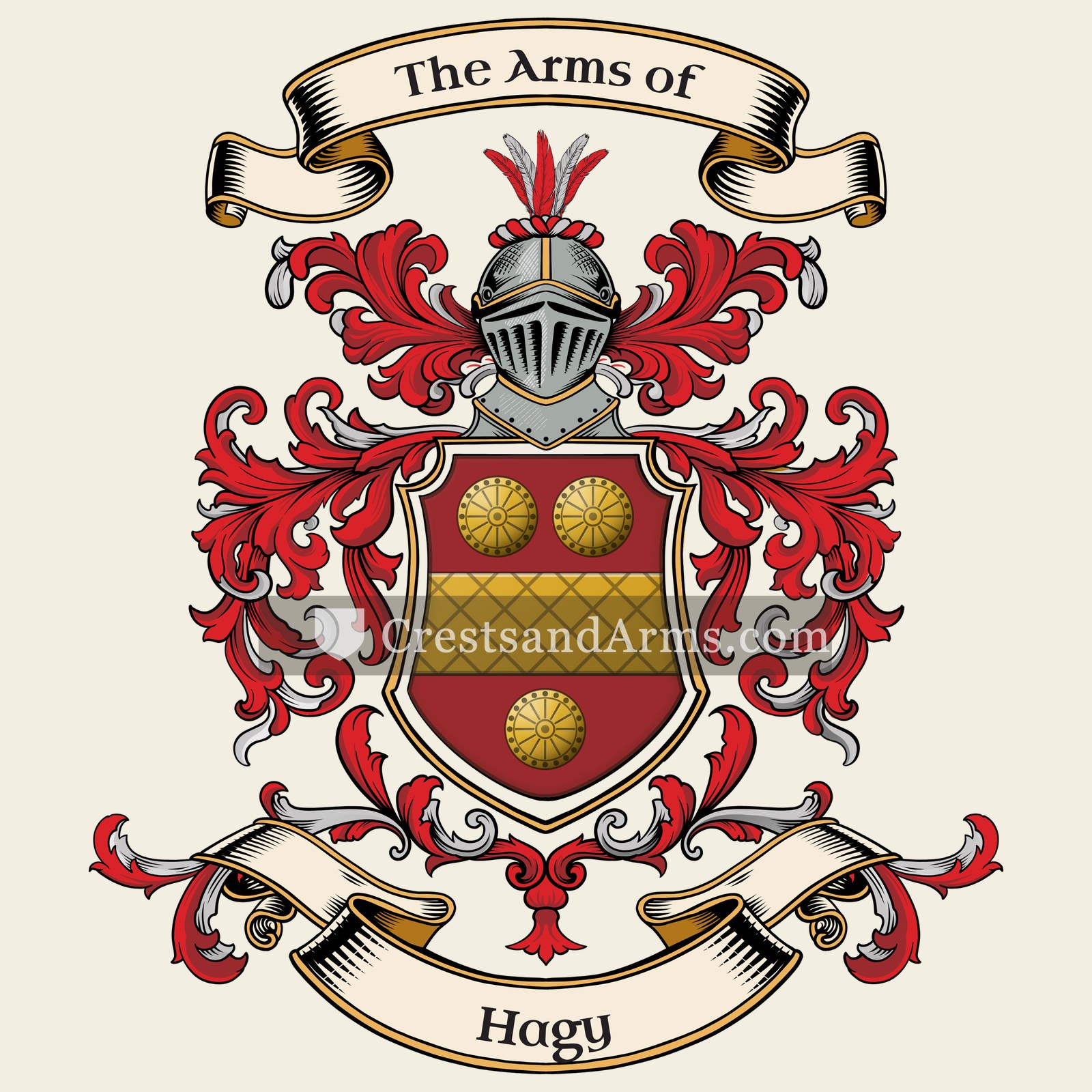 The Hagy coat of arms, drawn from the recorded blazon