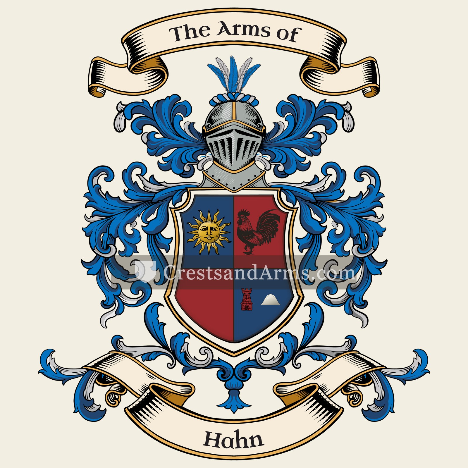 The Hahn coat of arms, drawn from the recorded blazon
