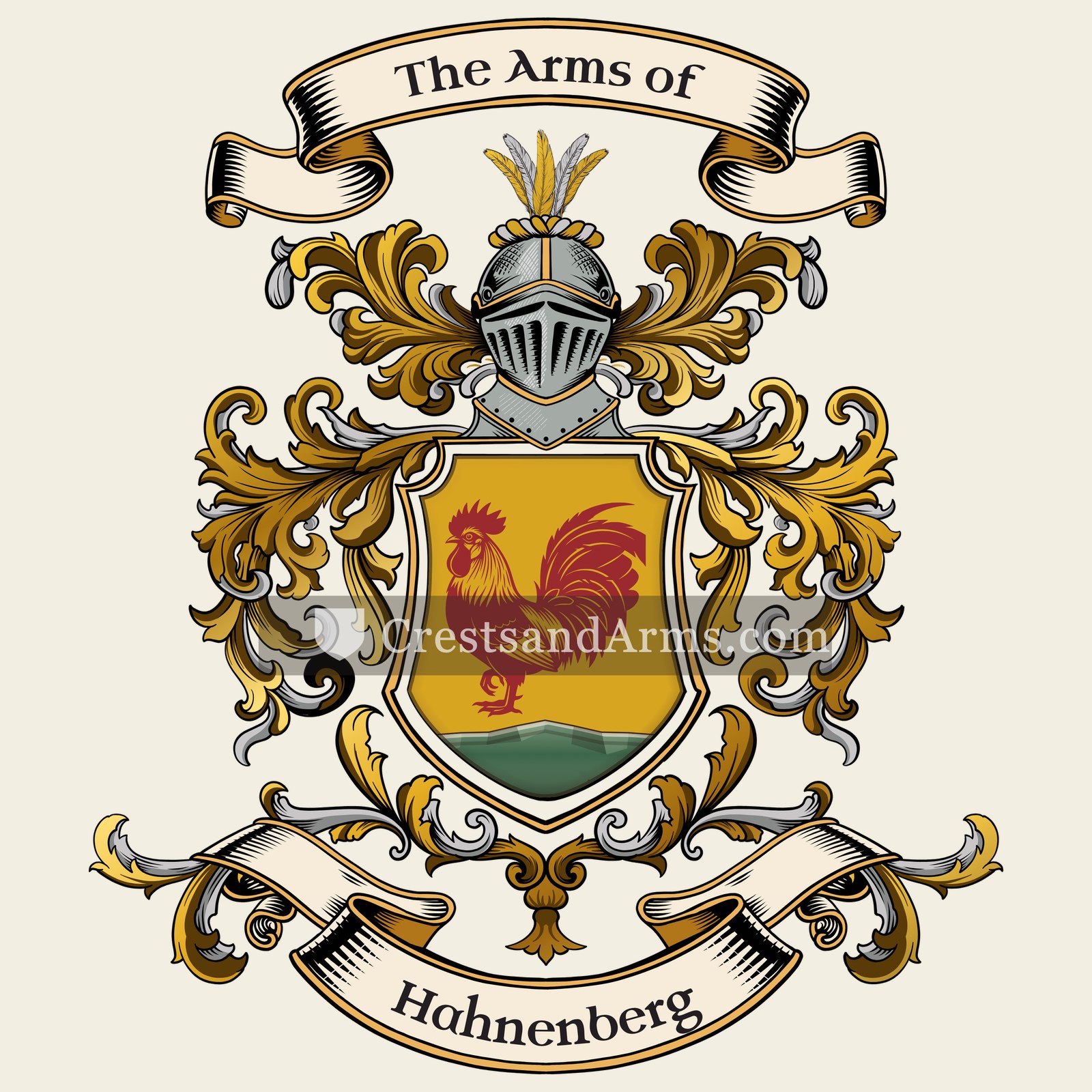 The Hahnenberg coat of arms, drawn from the recorded blazon