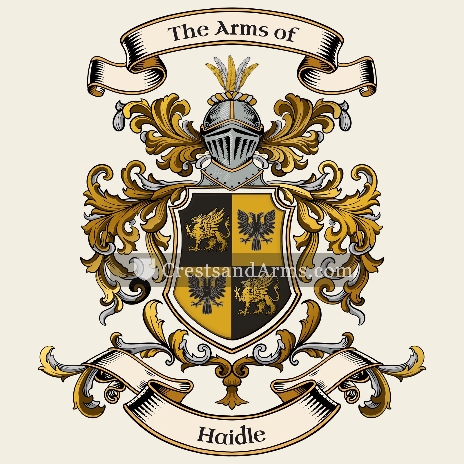 The Haidle coat of arms, drawn from the recorded blazon