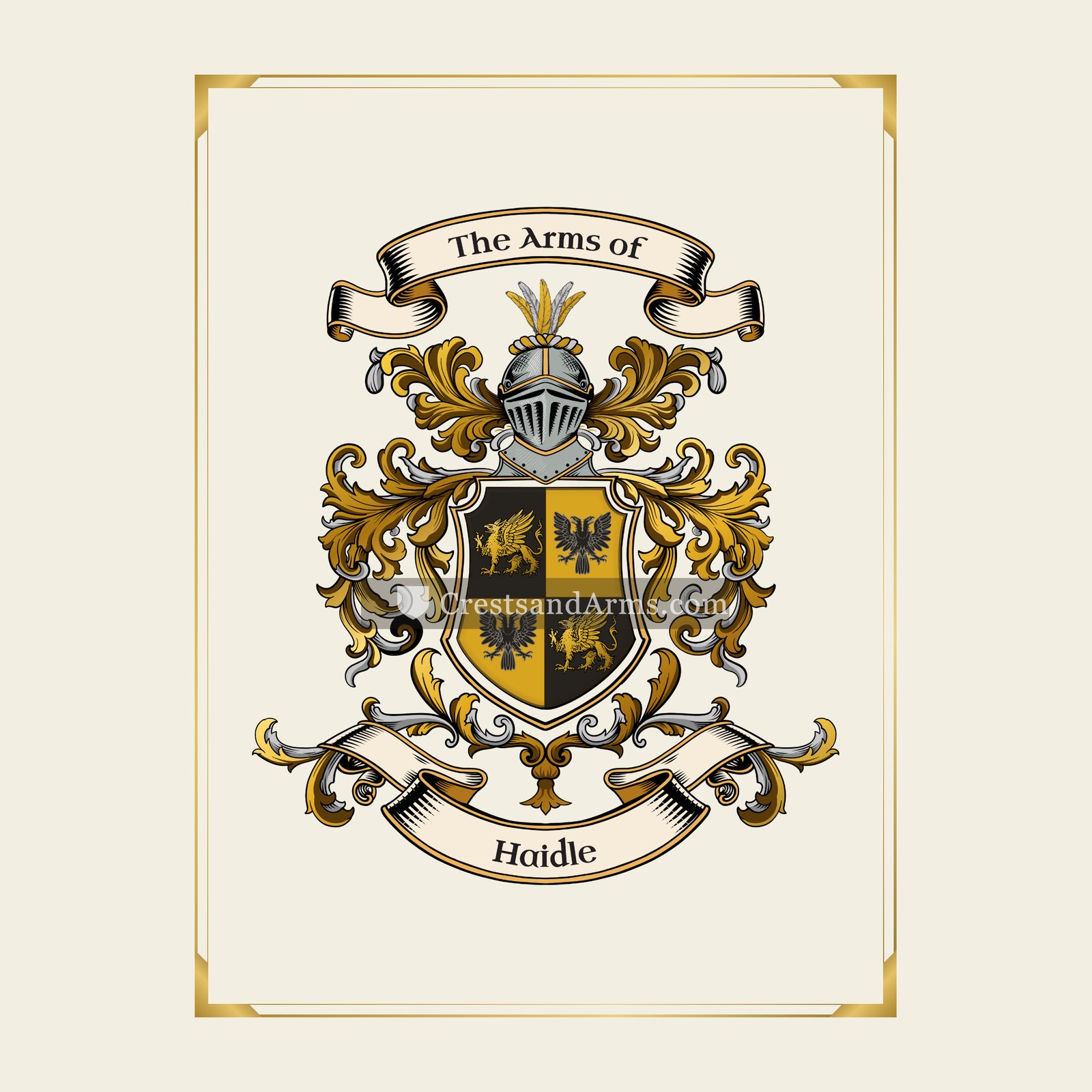 With gold border