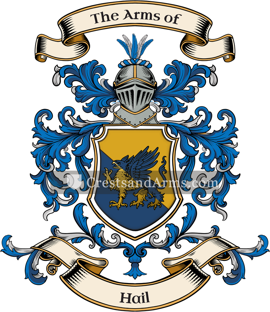 The Hail coat of arms, drawn from the recorded blazon