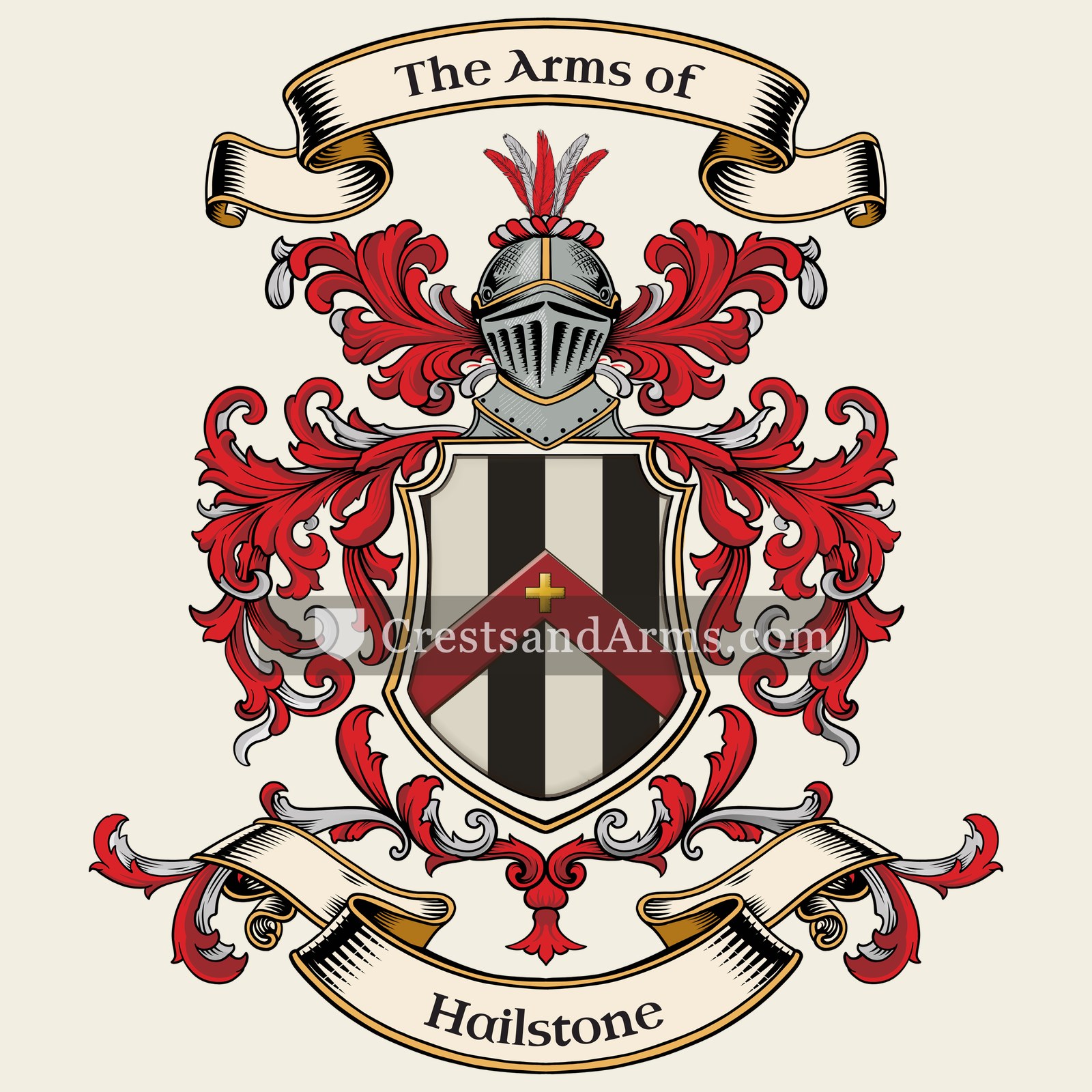 The Hailstone coat of arms, drawn from the recorded blazon