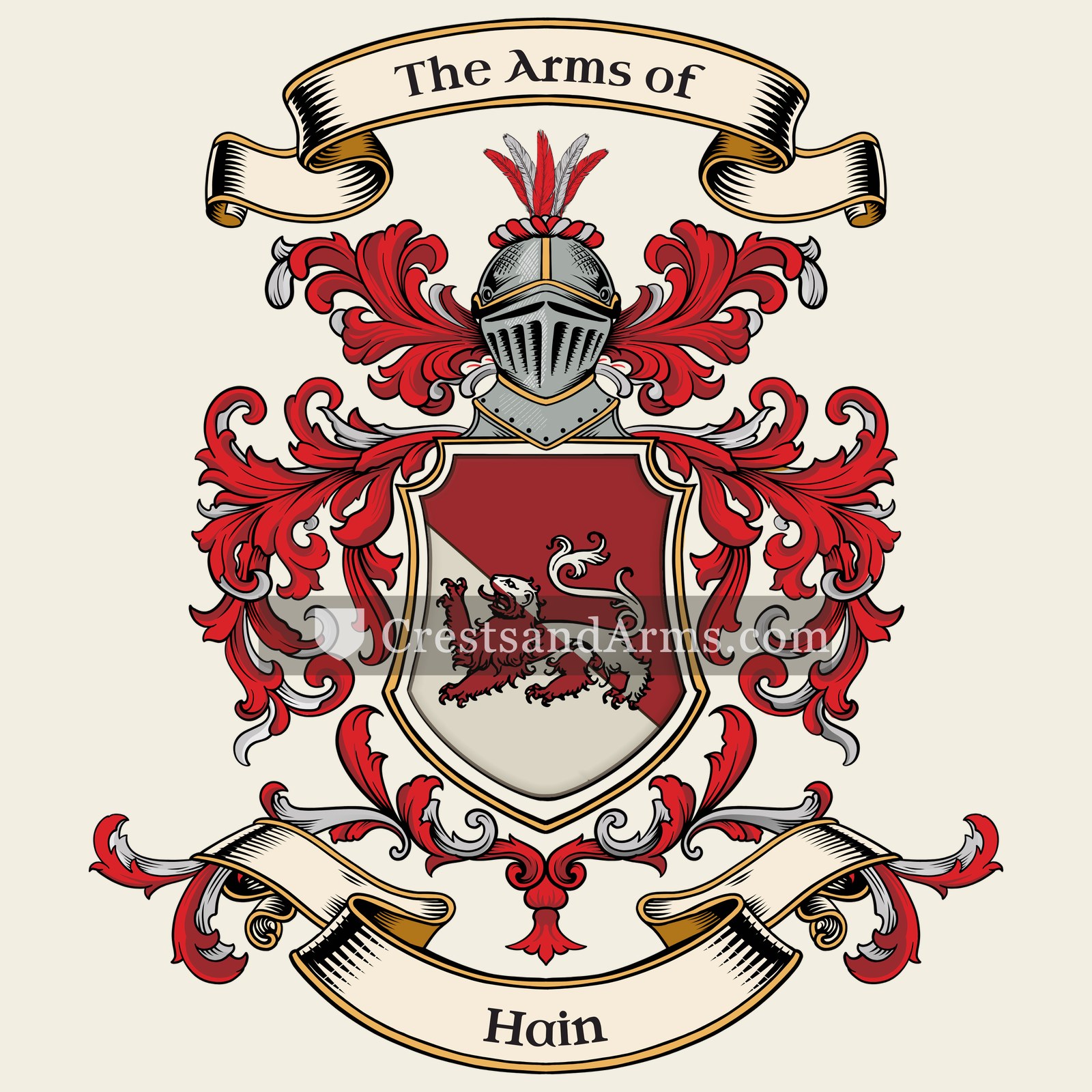 The Hain coat of arms, drawn from the recorded blazon
