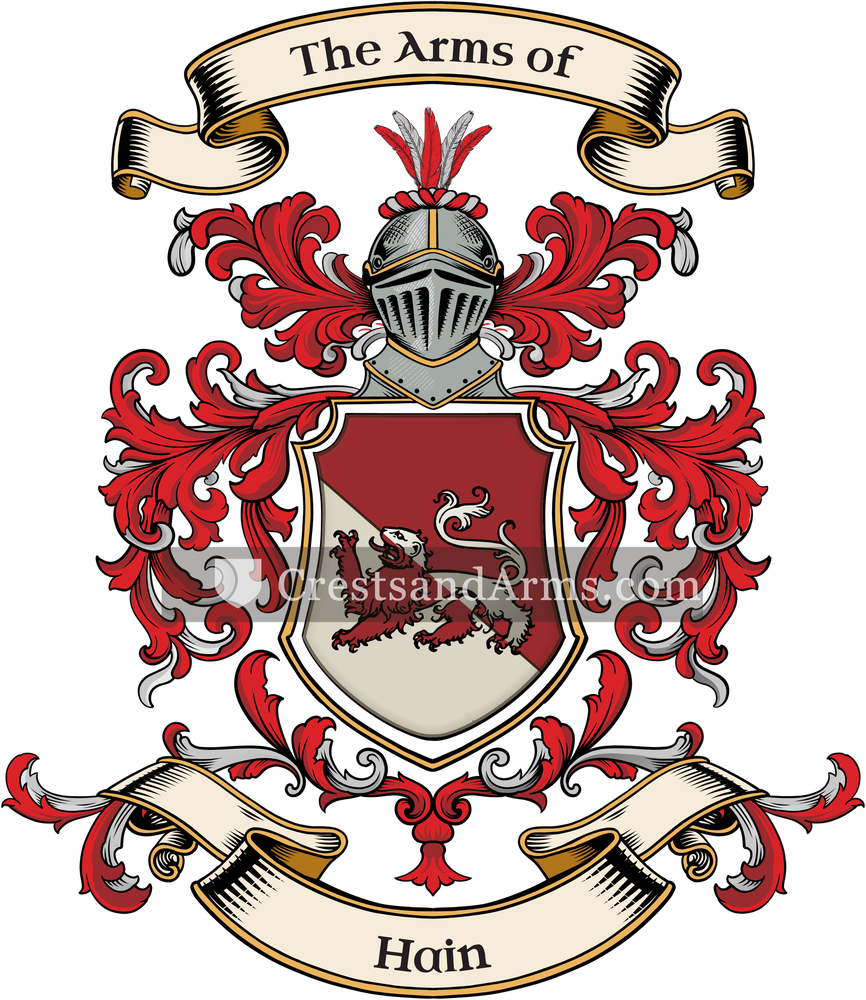 The Hain coat of arms, drawn from the recorded blazon