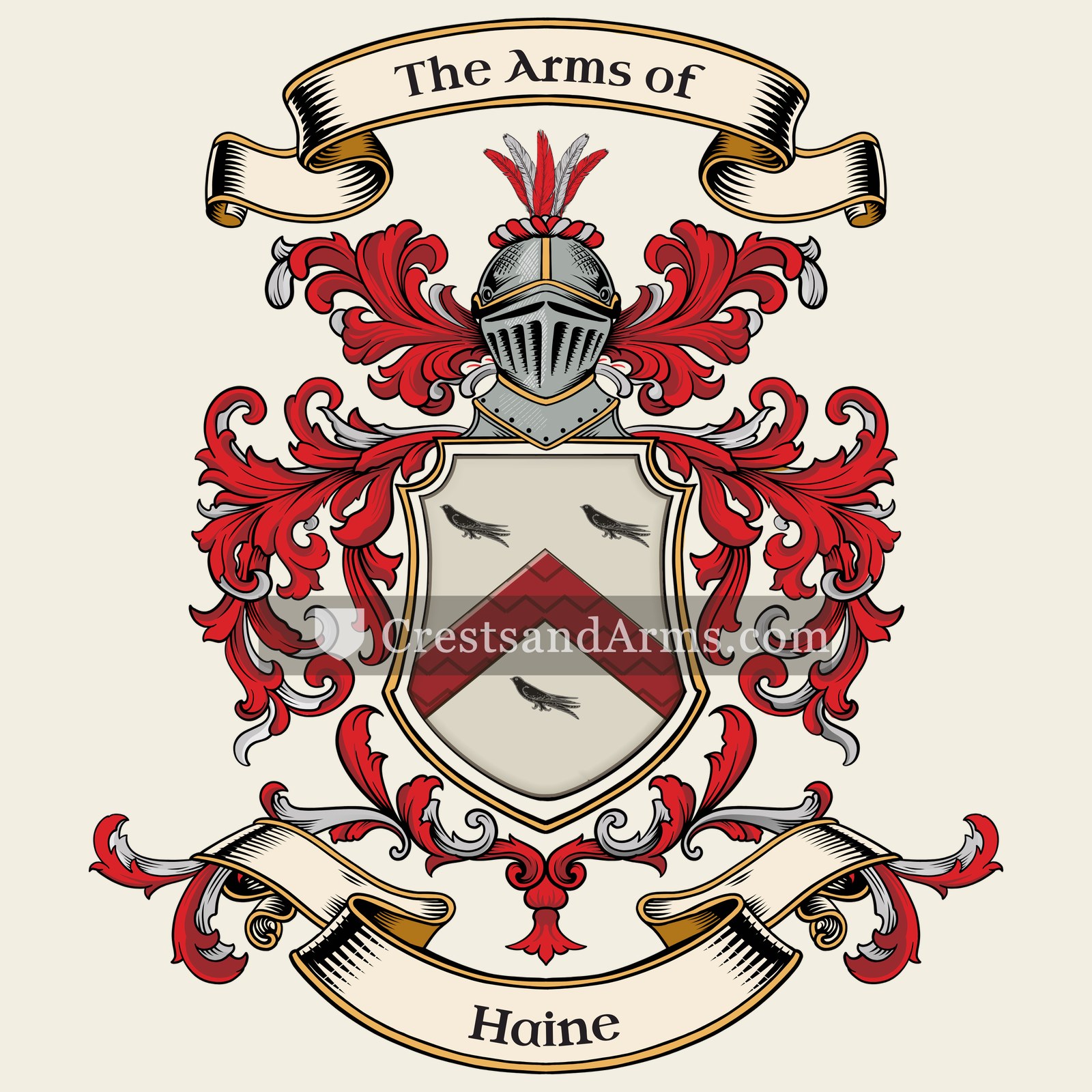 The Haine coat of arms, drawn from the recorded blazon