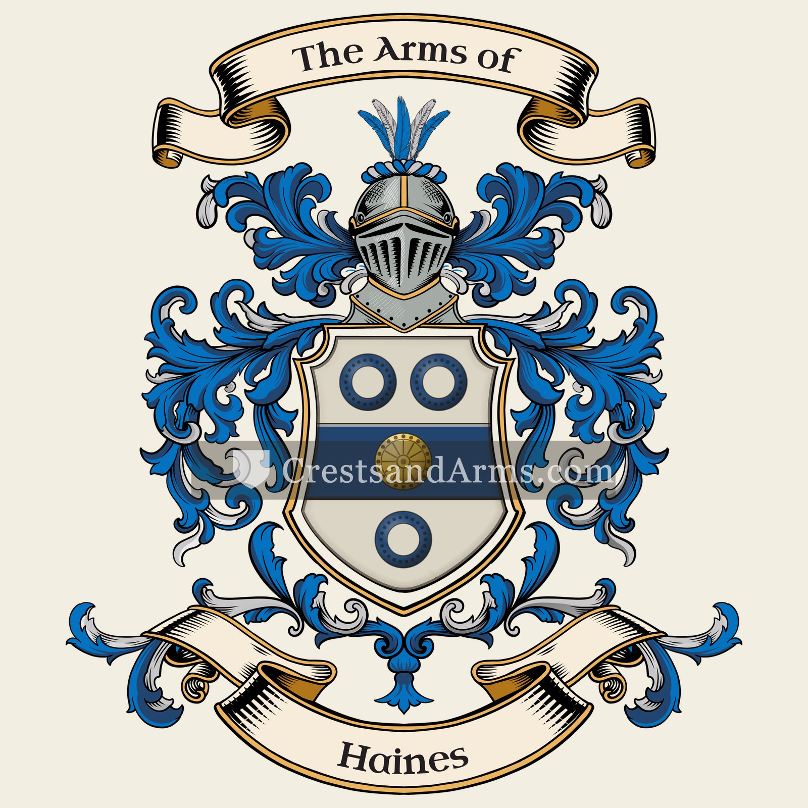 The Haines coat of arms, drawn from the recorded blazon