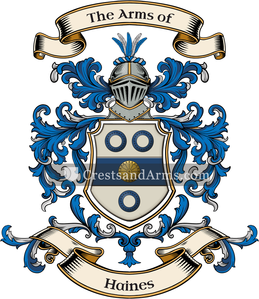 The Haines coat of arms, drawn from the recorded blazon