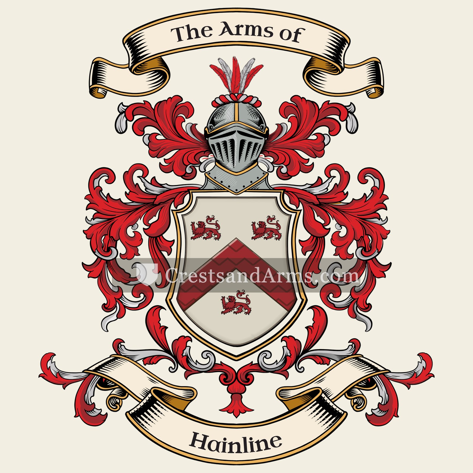 The Hainline coat of arms, drawn from the recorded blazon