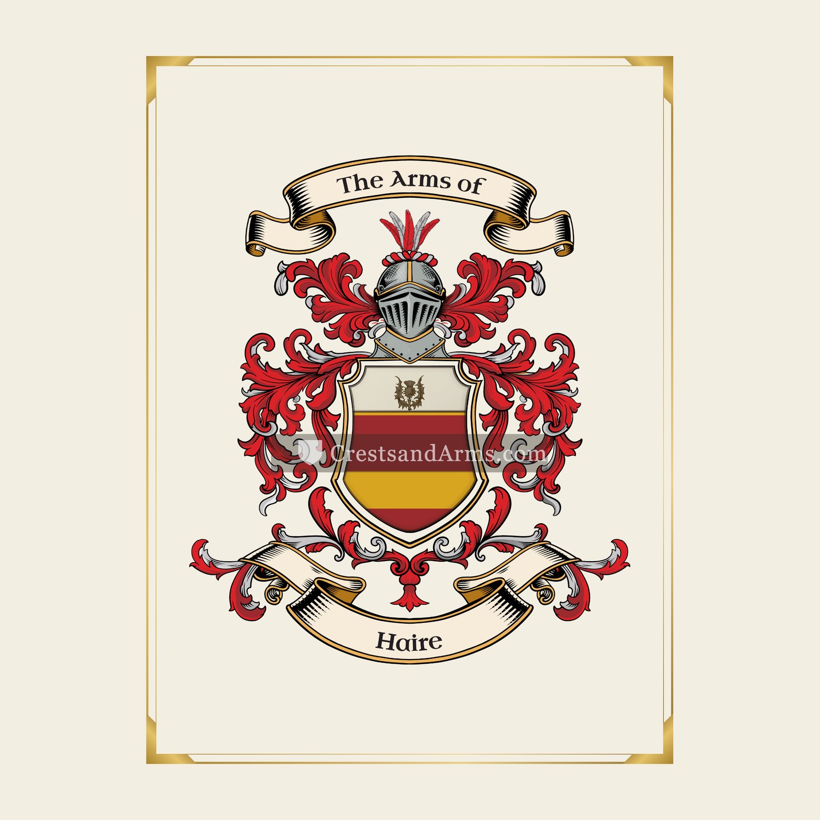 With gold border